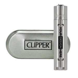 Clipper metal flat lighter | Metal | Metal box | Customisable I Only sold per 48 pcs