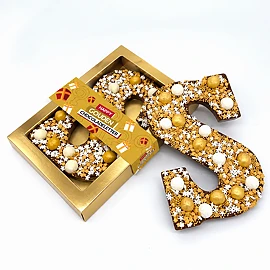 Happy chocoladeletter goud