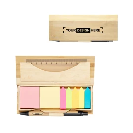 Sticky notepad | Recycled paper | Differents colours | Incl. ruler and recycled cardboard pen