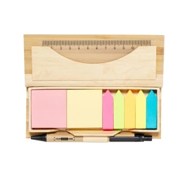 Office set | Bamboo | Sticky notes, ruler and ball pen | Easy to carry | Sustainable