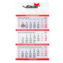 Muurkalender | Papier | Overzicht van 3 maanden | 12 vellen met feestdagen | Groot drukoppervlak