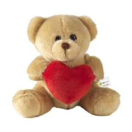 Orsacchiotto di peluche | Cotone e poliestere | Con cuore rosso | Stampa su etichetta