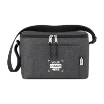 Sac isotherme pour six canettes | 600D RPET | 25x15.5x14.5cm | Poche frontale | Bandoulière | Matière recyclée