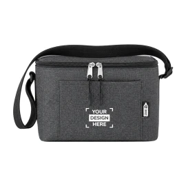 Cooler bag for six cans | 600D RPET | 25x15.5x14.5cm | Front pocket | Shoulder strap | Recycled material