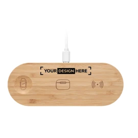 Chargeur sans fil | Bambou | 15W | 3-en-1 | Chargeur smartwatch | Chargeur TWS