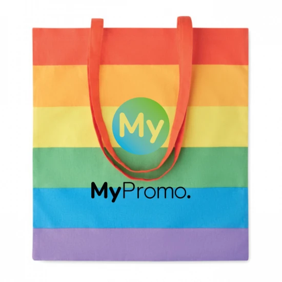 Tote bag | 200gr/m² | Cotton | Max 2.5kg | Long handles | Rainbow | multicolour