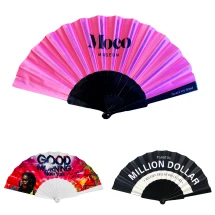 Waaier | Plastic | Groot logo + Extra logo op het handvat | 23x42cm wanneer geopend