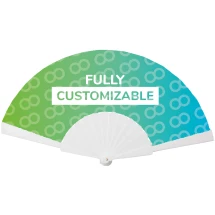 Éventail | Plastique | Grand logo | 23x42cm une fois ouvert