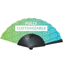 Éventail | Plastique | Grand logo + extra logo sur la poignée | 23x42cm une fois ouvert