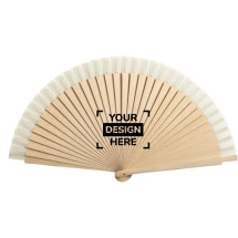 Éventail | Bois & coton | 42,5x23 cm | Dans une boîte individuelle