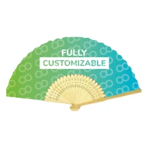 Eventail | Bambou & polyester | 21x38cm une fois ouvert | Entièrement personnalisé