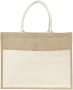 Tote bag | Jute | 40x16x35 cm | Poche frontale en coton | Poignées rembourrées