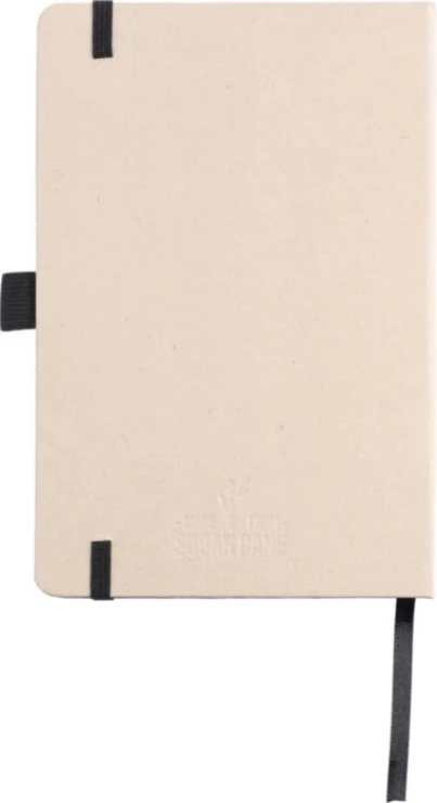 A5 notebook | Made from sugarcane | 80 lined pages | With an elastic band | black