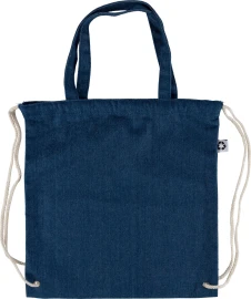 Drawstring backpack | Recycled denim | 40 x 38cm | Long handles | Sustainable