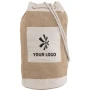 Jute duffel bag with metal eyelets