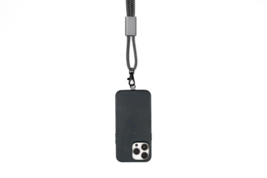 BrandCharger lanyard | Nylon and aluminium and rPET | Adjustable | gun metal