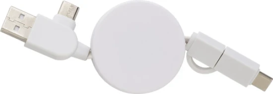 Uitschuifbare oplaadkabel | Bamboe & ABS | Met USB-C en USB-A | zwart