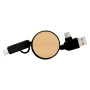 Câble de chargement extensible | Bambou & ABS | Avec USB-C et USB-A