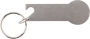 Sleutelhanger | Roestvrij staal | 6 x 2,3 x 0,18 cm | Multifunctioneel | Winkelwagenmuntje | Flesopener