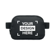 Sac banane | Polyester 600D rPET et cuir PU | 21×14,5×6,5cm | 2 compartiments zippés