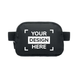 Waist bag | 600D rPET polyester and PU leather | 21×14,5×6,5cm | 2 zipped compartments