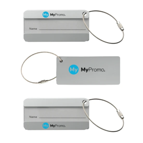 Aluminium luggage tag | Steel wire and twist lock | Paper included | Silver