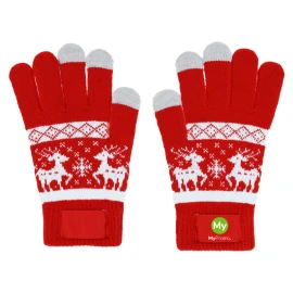 Gants tactiles | Acrylique doux | Motif de Noël | Fabriqué en Europe