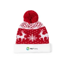 Weihnachtsmütze | Weiches Acryl-Polyester | Weihnachtsmuster | Mit Bommel