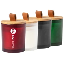 Scented candle | Glass jar with bamboo lid | 4 different scents