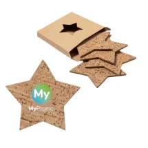 Onderzetter | Natuurlijk kurk | Stervorm | Set van 4