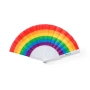 Hand fan | rPET & polyester | 43x23cm | Rainbow design