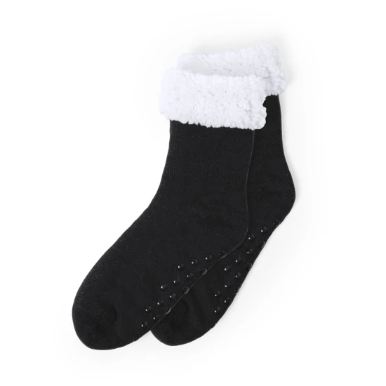 Cozy home socks | Non-slip silicone sole | Polyester | One size | Black