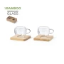 Thermos mugs set | Borosilicate glass | 90ml | With bamboo coasters