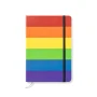 Carnet arc-en-ciel A5 | Couverture PU | 100 feuilles vierges | Avec marque-page en tissu & bande élastique