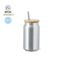 Gobelet avec paille | Aluminium recyclé & bambou | 430ml | Éco