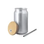 Gobelet avec paille | Aluminium recyclé & bambou | 430ml | Éco