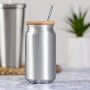 Gobelet avec paille | Aluminium recyclé & bambou | 430ml | Éco