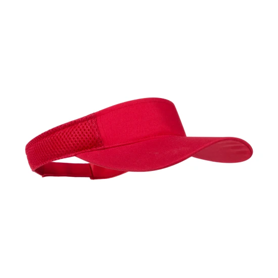 Casquette visière | Polyester | Avec panneaux en mesh | Fermeture velcro réglable | Rouge