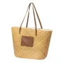 Beach bag | Straw & PU | 47x30x24cm | Large capacity | Print or engraving on patch