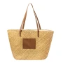 Beach bag | Straw & PU | 47x30x24cm | Large capacity | Print or engraving on patch
