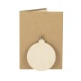 Carte de Noël | Papier | 11 x 15,5 cm | Avec graines de pin et boule décorative en bois
