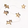 Ghirlanda illuminata di Natale | Legno | Stelle e renne | 20 luci LED | Elementi di origine vegetale