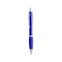 Ballpoint pen | ABS and metal | Blue ink | Push-button mechanism | Bicolour design with silver accents | Metal clip