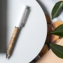 Ballpoint pen | Natural cork and metal | Matching tip and ring | Blue ink