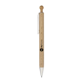 Woody B retractable ballpoint pen | Wood & metal | Black ink | Metal clip & tip | Wooden push-button