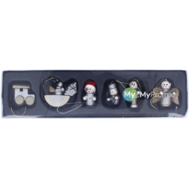 Christmas tree hangers | Wood | Cardboard box with clear lid | Set of 6
