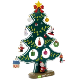 Arbre de Noël | Bois | 12 Décorations assorties | Dans une boîte cadeau
