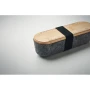 Federmäppchen mit Bambusdeckel | PET-Filz | 18x5x4,8cm | Integrierter Handyhalter