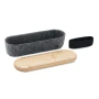 Federmäppchen mit Bambusdeckel | PET-Filz | 18x5x4,8cm | Integrierter Handyhalter