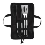 Set de 3 ustensiles de barbecue | Acier inoxydable | Pochette avec fermeture éclair incluse